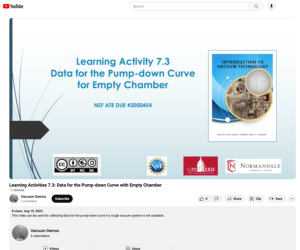 Screenshot for Learning Activities 7.3: Data for the Pump-down Curve with Empty Chamber