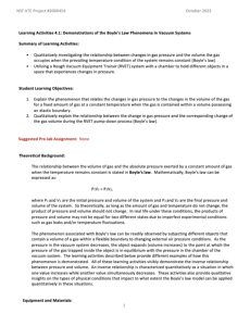 Screenshot for Learning Activities 4.1: Demonstrations of the Boyle’s Law Phenomena in Vacuum Systems