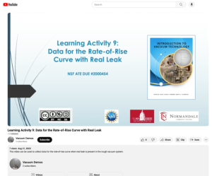 Screenshot for Learning Activity 9: Data for the Rate-of-Rise Curve with Real Leak
