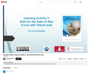 Screenshot for Learning Activity 9: Data for the Rate-of-Rise Curve with Virtual Leak