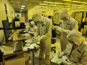 Students acquire characterization data in a Georgia Institute of Technology cleanroom.