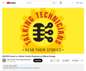 Screenshot for Talking Technicians: Laury is a Senior Control Engineer at Albireo Energy (Episode 3)