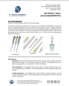 Screenshot for C-TEACH Academy:  Using Micropipettes Laboratory Experiment