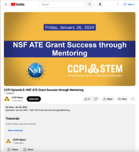 Screenshot for NSF ATE Grant Success Through Mentoring