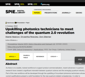 Screenshot for Upskilling Photonics Technicians to Meet Challenges of the Quantum 2.0 Revolution