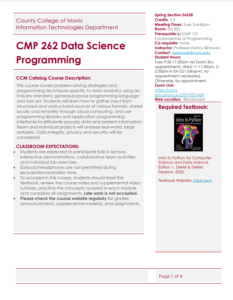 Screenshot for CMP 262: Data Science Programming Syllabus