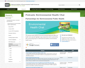 Screenshot for National Institute of Environmental Health Sciences: Environmental Health Chat Podcast