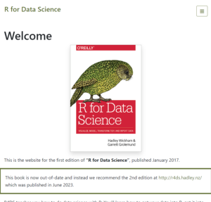 Screenshot for R for Data Science