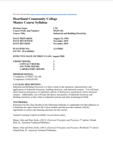 Screenshot for Industrial and Building Electricity Syllabus