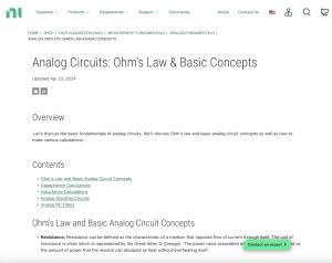 Screenshot for Analog Circuits: Ohm's Law & Basic Concepts