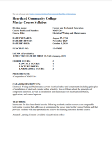 Screenshot for Electrical Wiring and Maintenance Syllabus