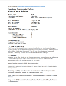 Screenshot for Fluid Power and Mechanical Systems Syllabus