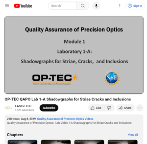 Screenshot for Quality Assurance of Precision Optics: Shadowgraphs