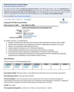 Screenshot for Line Electrician-Safety 3: Course Outcome Summary and Syllabus