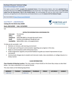 Screenshot for Electricity-Linepersons Course: Outcome Summary and Syllabus