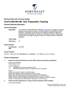 Screenshot for CDL Preparation Training: Course Outcome Summary