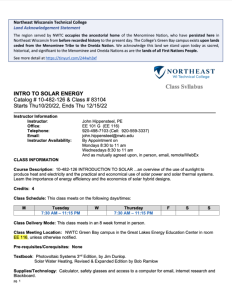 Screenshot for Introduction to Solar: Course Outcome Summary and Syllabus