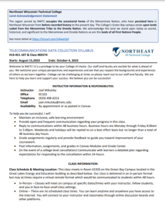 Screenshot for Telecommunications Project Data Collection: Course Outcome Summary and Syllabus