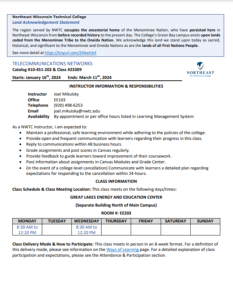 Screenshot for Telecommunications Networks: Course Outcome Summary and Syllabus