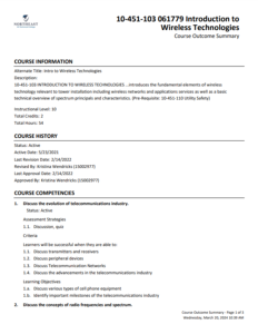 Screenshot for Introduction to Wireless Technologies: Course Outcome Summary