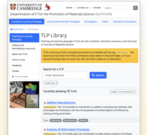 Screenshot for University of Cambridge: Teaching and Learning Packages (TLPs) Library