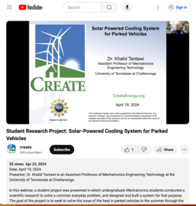 Screenshot for Student Research Project: Solar-Powered Cooling System for Parked Vehicles